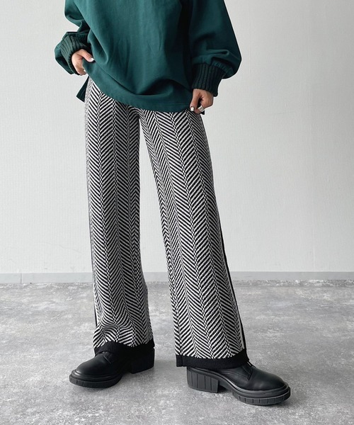 PAGEBOY（ページボーイ）の「ヘリンボーンニットパンツ（その他パンツ・レディース・ブラック/グリーン系その他・FREE）」の7枚目の写真