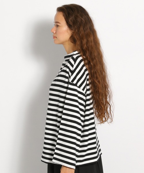 ichi(イチ)の「【ichi(イチ)】コットンボーダーロンT(Tシャツ/カットソー・レディース・ブラック/ボルドー/キャメル・FREE)」の12枚目の写真