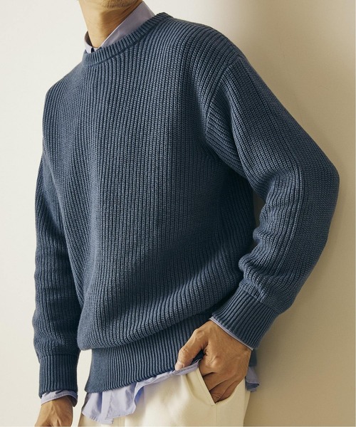 417 EDIFICE（フォーワンセブンエディフィス）の「◆コットンカシミヤ アゼ クルーネック（ニット/セーター・メンズ・ホワイト/グレー/グレー系その他/ブルー系その他/オレンジ・SMALL/MEDIUM/LARGE）」の4枚目の写真