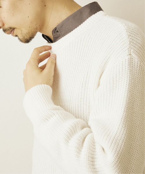 417 EDIFICE（フォーワンセブンエディフィス）の「◆コットンカシミヤ アゼ クルーネック（ニット/セーター・メンズ・ホワイト/グレー/グレー系その他/ブルー系その他/オレンジ・SMALL/MEDIUM/LARGE）」の2枚目の写真