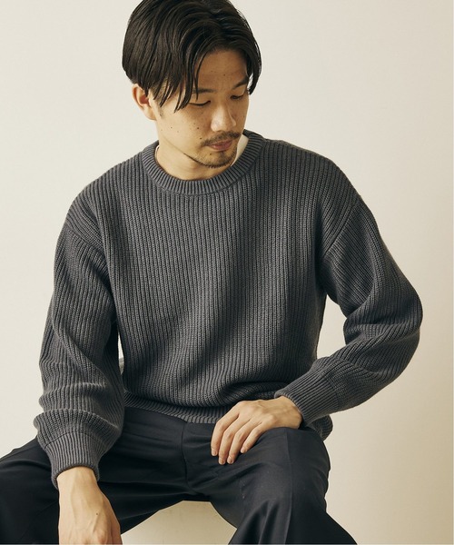 417 EDIFICE（フォーワンセブンエディフィス）の「◆コットンカシミヤ アゼ クルーネック（ニット/セーター・メンズ・ホワイト/グレー/グレー系その他/ブルー系その他/オレンジ・SMALL/MEDIUM/LARGE）」の6枚目の写真