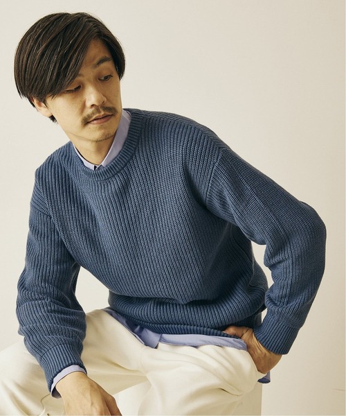 417 EDIFICE（フォーワンセブンエディフィス）の「◆コットンカシミヤ アゼ クルーネック（ニット/セーター・メンズ・ホワイト/グレー/グレー系その他/ブルー系その他/オレンジ・SMALL/MEDIUM/LARGE）」の7枚目の写真