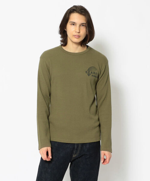 AVIREX(アヴィレックス)の「長袖 サーチャー ミニワッフル Tシャツ / LONGSLEEVE SEARCHER MINI WAFFLE T-SHIRT / アヴィレックス / AVIREX(Tシャツ/カットソー・メンズ・ブラック/オフホワイト/ネイビー/セージグリーン・XX-LARGE/X-LARGE/LARGE/MEDIUM)」の6枚目の写真