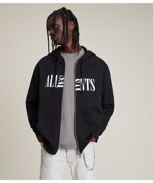 ALLSAINTS（オールセインツ）の「NICO ZIP HOODY | NICO ジップ フーディー（パーカー・メンズ・ブラック・S/M/L/XS）」の5枚目の写真