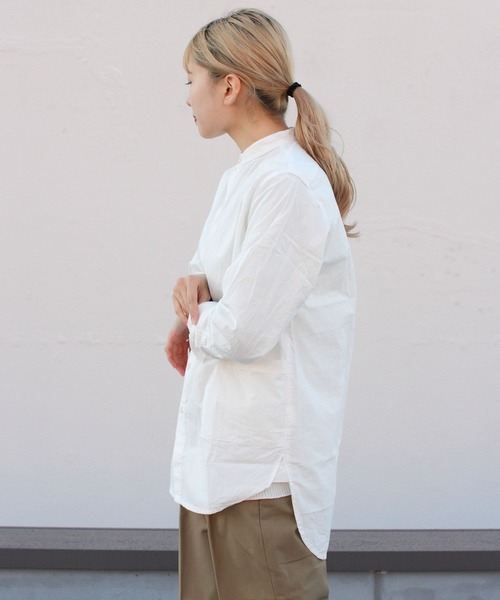 Yarmo(ヤーモ)の「YARMO/ヤーモ バンデッドカラーシャツ BANDED COLLAR SHIRT(シャツ/ブラウス・レディース・ホワイト/ピンク・S)」の6枚目の写真