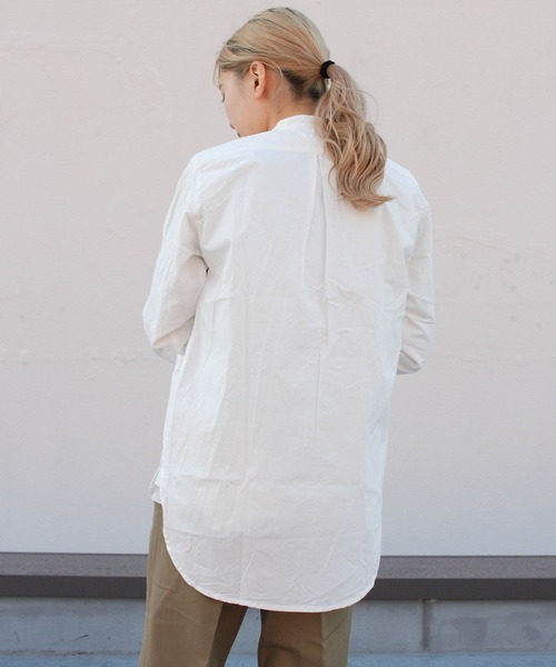 Yarmo(ヤーモ)の「YARMO/ヤーモ バンデッドカラーシャツ BANDED COLLAR SHIRT(シャツ/ブラウス・レディース・ホワイト/ピンク・S)」の7枚目の写真