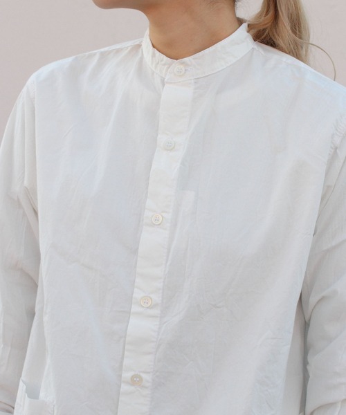 Yarmo(ヤーモ)の「YARMO/ヤーモ バンデッドカラーシャツ BANDED COLLAR SHIRT(シャツ/ブラウス・レディース・ホワイト/ピンク・S)」の8枚目の写真