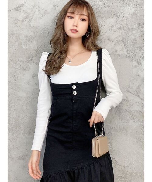 GYDA(ジェイダ)の「サイドスリットマーメイドデニム ジャンスカ(ジャンパースカート・レディース・ブラック/ブルー・SMALL/MEDIUM)」の4枚目の写真