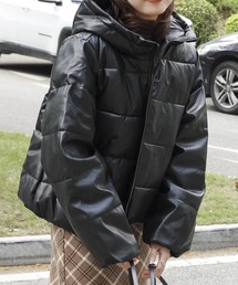 【Mayree】フェイクレザーオーバーダウンジャケット 2021AW