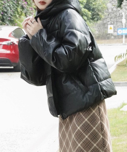 Mayree（メイリー）の「【Mayree】フェイクレザーオーバーダウンジャケット 2021AW（ダウンジャケット/コート・レディース・ブラック・FREE）」の11枚目の写真