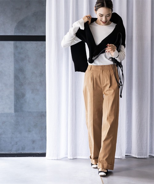 UR'S(ユアーズ)の「セミワイドチノパンツ(その他パンツ・レディース・ブラック/ベージュ・TM/S/M/L)」の10枚目の写真