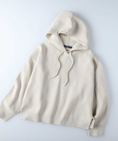 HONEYSUCKLE ROSE（ハニーサックルローズ）の「【HONEYSUCKLE ROSE】洗えて軽いニットパーカー（ニット/セーター・レディース・ベージュ/オフホワイト・M/L）」の6枚目の写真