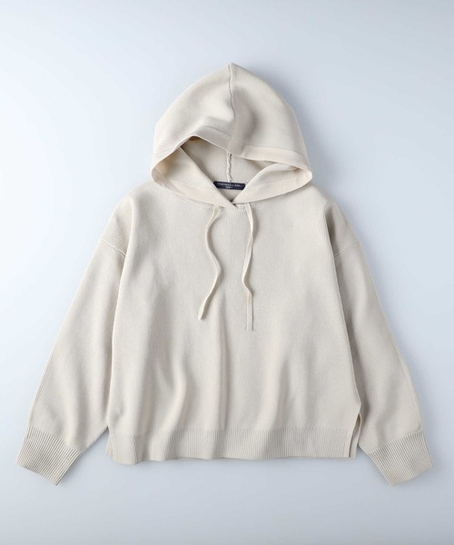 HONEYSUCKLE ROSE（ハニーサックルローズ）の「【HONEYSUCKLE ROSE】洗えて軽いニットパーカー（ニット/セーター・レディース・ベージュ/オフホワイト・M/L）」の7枚目の写真