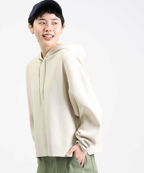 HONEYSUCKLE ROSE（ハニーサックルローズ）の「【HONEYSUCKLE ROSE】洗えて軽いニットパーカー（ニット/セーター・レディース・ベージュ/オフホワイト・M/L）」の19枚目の写真