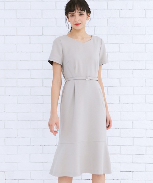 Vネック配色半袖マーメイドワンピース ワンピース ワンピース ドレス 12twelve Agenda 12twelve Agenda トゥエルブ アジェンダ