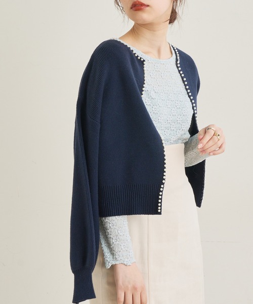 natural couture（ナチュラルクチュール）の「素材感で魅せる！ぽこぽこフラワーカットレーストップス（Tシャツ/カットソー・レディース・オフホワイト/ブラック/サックスブルー・FREE）」の9枚目の写真