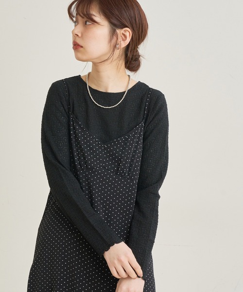 natural couture（ナチュラルクチュール）の「素材感で魅せる！ぽこぽこフラワーカットレーストップス（Tシャツ/カットソー・レディース・オフホワイト/ブラック/サックスブルー・FREE）」の21枚目の写真