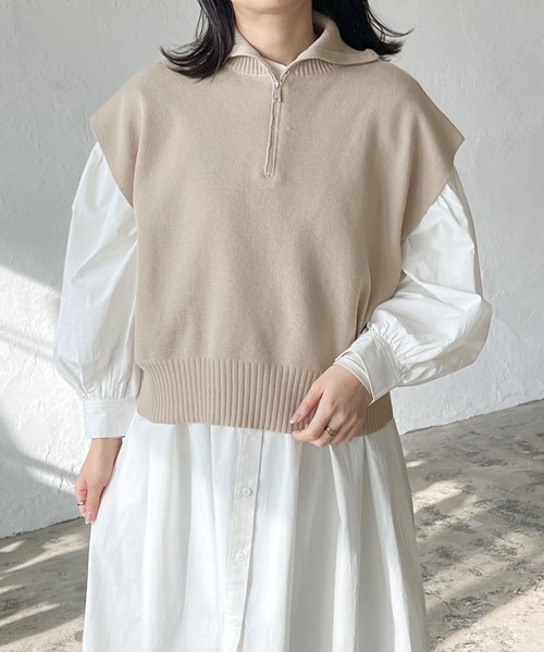 LIAN(リアン)の「ハーフジップベスト(ベスト・レディース・ブラック/ベージュ/オフホワイト・FREE)」の11枚目の写真