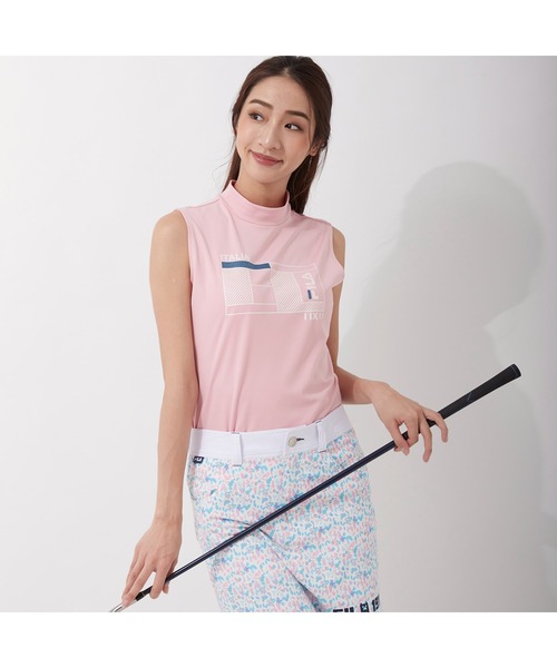 セール Fila Golf フィラゴルフ グラフィック ロゴプリント モックネック ノースリーブシャツ 吸汗速乾 Uvカット ゴルフウェア レディース シャツ ブラウス Fila Golf フィラゴルフ のファッション通販 Zozotown