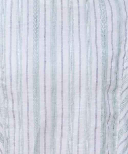 Munich（ミューニック）の「リネントップクオーターボーダーラッフルトップス（シャツ/ブラウス・レディース・ナチュラル/ブラック/ライトグリーン・FREE）」の16枚目の写真