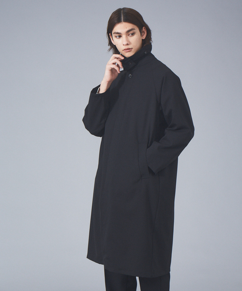 MYSELF ABAHOUSE(マイセルフアバハウス)の「【MYSELF ABAHOUSE】ポリツイル オーバーサイズ ステンカラーコート / スプリングコート(ステンカラーコート・メンズ・ブラック/ベージュ/サックスブルー/ピンクベージュ・46/48)」の2枚目の写真