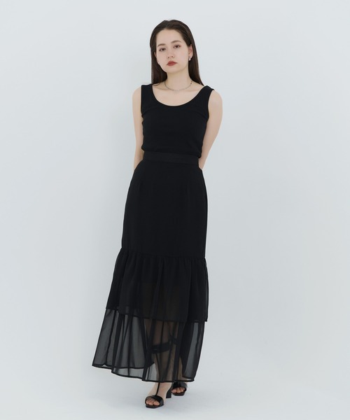 TINA:JOJUN(ティーナジョジュン)の「シフォン ティアードスカート TINA:JOJUN(スカート・レディース・ブラック/ラベンダー・S/M)」の2枚目の写真