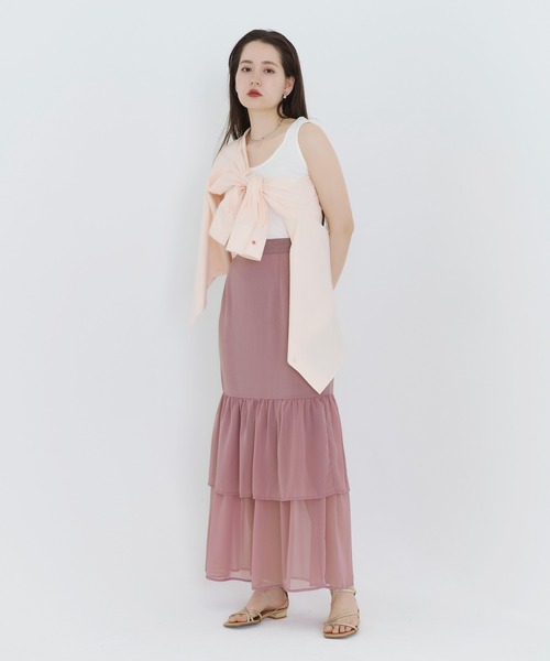 TINA:JOJUN(ティーナジョジュン)の「シフォン ティアードスカート TINA:JOJUN(スカート・レディース・ブラック/ラベンダー・S/M)」の18枚目の写真