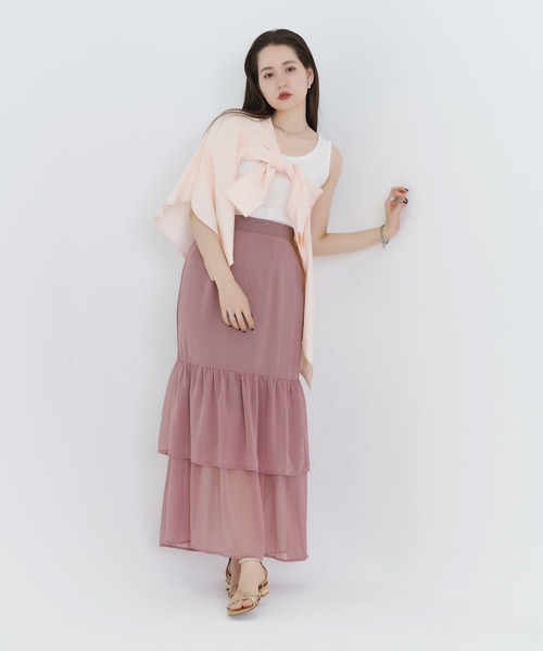 TINA:JOJUN(ティーナジョジュン)の「シフォン ティアードスカート TINA:JOJUN(スカート・レディース・ブラック/ラベンダー・S/M)」の3枚目の写真