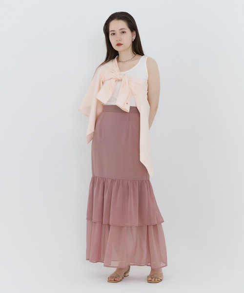 TINA:JOJUN(ティーナジョジュン)の「シフォン ティアードスカート TINA:JOJUN(スカート・レディース・ブラック/ラベンダー・S/M)」の13枚目の写真