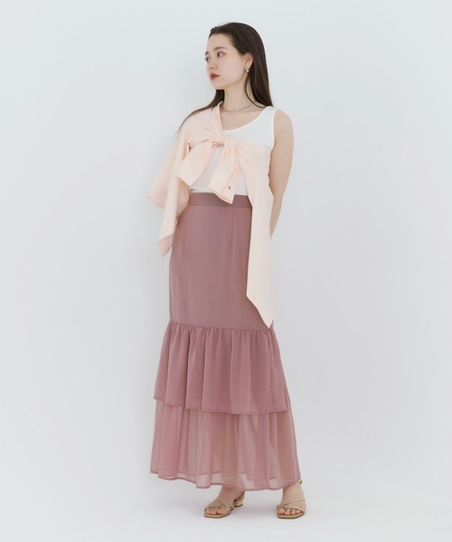 TINA:JOJUN(ティーナジョジュン)の「シフォン ティアードスカート TINA:JOJUN(スカート・レディース・ブラック/ラベンダー・S/M)」の9枚目の写真