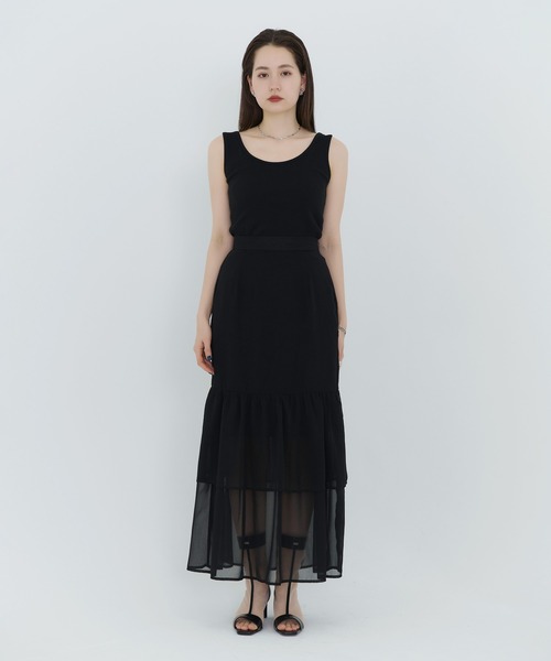 TINA:JOJUN(ティーナジョジュン)の「シフォン ティアードスカート TINA:JOJUN(スカート・レディース・ブラック/ラベンダー・S/M)」の6枚目の写真