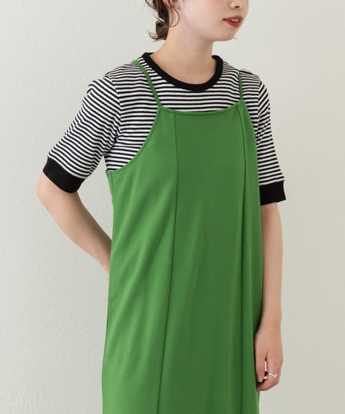 Kastane（カスタネ）の「【WEB限定】三角テレコリンガーボーダーTEE（Tシャツ/カットソー・レディース・ブラック/グリーン/ピンク・FREE）」の8枚目の写真