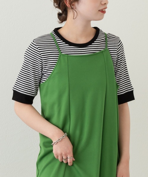 Kastane（カスタネ）の「【WEB限定】三角テレコリンガーボーダーTEE（Tシャツ/カットソー・レディース・ブラック/グリーン/ピンク・FREE）」の12枚目の写真