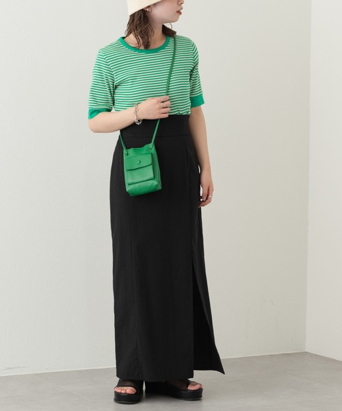 Kastane（カスタネ）の「【WEB限定】三角テレコリンガーボーダーTEE（Tシャツ/カットソー・レディース・ブラック/グリーン/ピンク・FREE）」の15枚目の写真