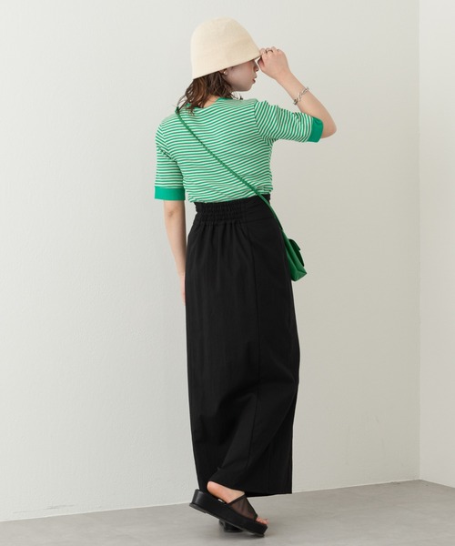 Kastane（カスタネ）の「【WEB限定】三角テレコリンガーボーダーTEE（Tシャツ/カットソー・レディース・ブラック/グリーン/ピンク・FREE）」の11枚目の写真