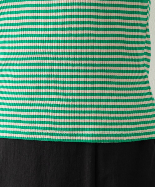 Kastane（カスタネ）の「【WEB限定】三角テレコリンガーボーダーTEE（Tシャツ/カットソー・レディース・ブラック/グリーン/ピンク・FREE）」の19枚目の写真