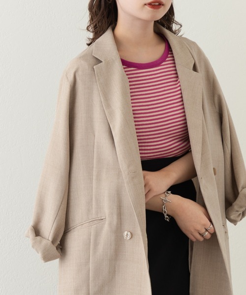 Kastane（カスタネ）の「【WEB限定】三角テレコリンガーボーダーTEE（Tシャツ/カットソー・レディース・ブラック/グリーン/ピンク・FREE）」の21枚目の写真