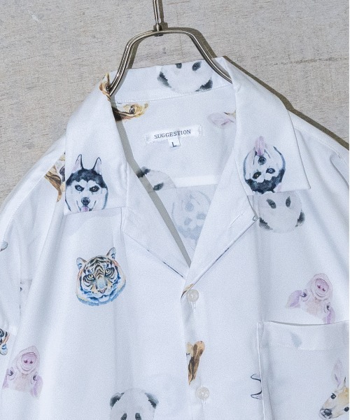 JOHN'S CLOSET(ジョンズクローゼット)の「【13】総柄オープンカラービッグシャツH/S(シャツ/ブラウス・メンズ・ブラック/ホワイト・MEDIUM/LARGE)」の3枚目の写真