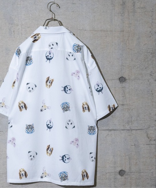 JOHN'S CLOSET(ジョンズクローゼット)の「【13】総柄オープンカラービッグシャツH/S(シャツ/ブラウス・メンズ・ブラック/ホワイト・MEDIUM/LARGE)」の6枚目の写真