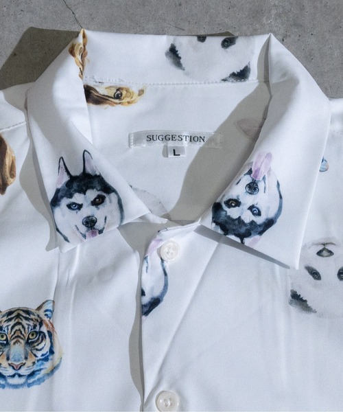 JOHN'S CLOSET(ジョンズクローゼット)の「【13】総柄オープンカラービッグシャツH/S(シャツ/ブラウス・メンズ・ブラック/ホワイト・MEDIUM/LARGE)」の7枚目の写真