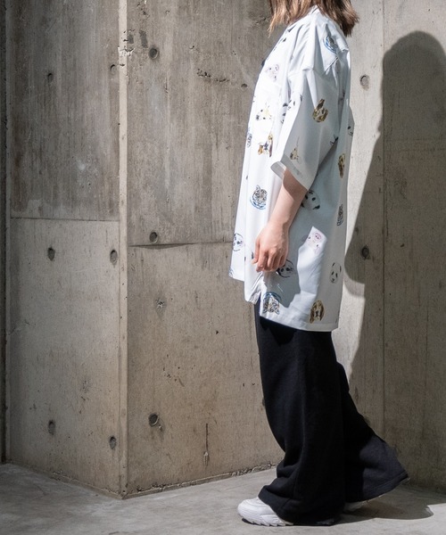 JOHN'S CLOSET(ジョンズクローゼット)の「【13】総柄オープンカラービッグシャツH/S(シャツ/ブラウス・メンズ・ブラック/ホワイト・MEDIUM/LARGE)」の14枚目の写真