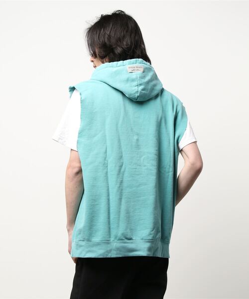 ESSAY(エッセイ)の「【ESSAY / エッセイ】PIGMENT NOSLEEVE HOODIE(ノースリーブフーディー)(Tシャツ/カットソー・メンズ・ブルー/グリーン・FREE)」の3枚目の写真