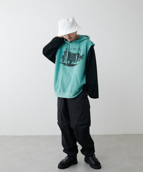 ESSAY(エッセイ)の「【ESSAY / エッセイ】PIGMENT NOSLEEVE HOODIE(ノースリーブフーディー)(Tシャツ/カットソー・メンズ・ブルー/グリーン・FREE)」の10枚目の写真