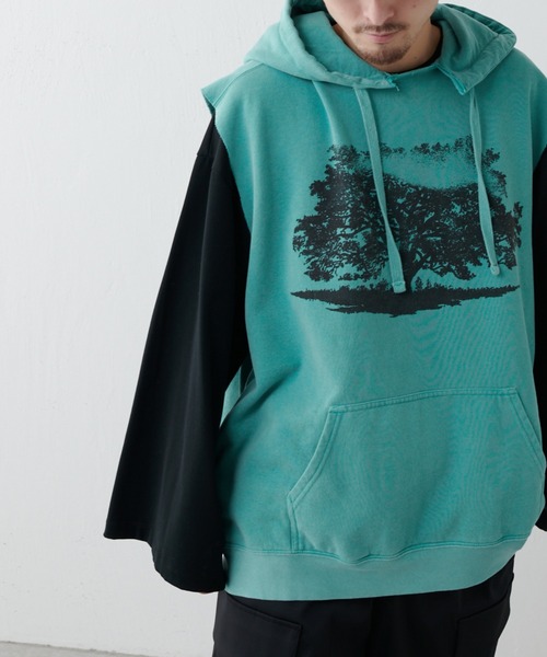 ESSAY(エッセイ)の「【ESSAY / エッセイ】PIGMENT NOSLEEVE HOODIE(ノースリーブフーディー)(Tシャツ/カットソー・メンズ・ブルー/グリーン・FREE)」の11枚目の写真