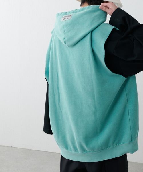 ESSAY(エッセイ)の「【ESSAY / エッセイ】PIGMENT NOSLEEVE HOODIE(ノースリーブフーディー)(Tシャツ/カットソー・メンズ・ブルー/グリーン・FREE)」の12枚目の写真