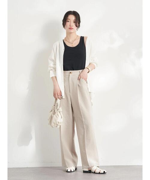 earth music&ecology（アースミュージックアンドエコロジー）の「麻混バックギャザードルマンブラウス(無地)（シャツ/ブラウス・レディース・グレイッシュベージュ/グリーン系その他3/オフホワイト・FREE）」の16枚目の写真