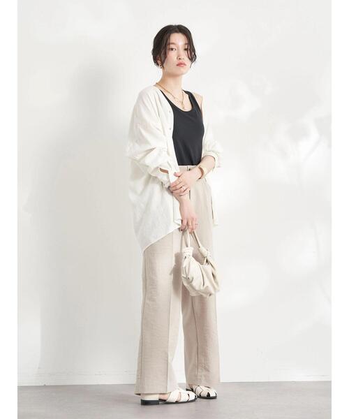 earth music&ecology（アースミュージックアンドエコロジー）の「麻混バックギャザードルマンブラウス(無地)（シャツ/ブラウス・レディース・グレイッシュベージュ/グリーン系その他3/オフホワイト・FREE）」の17枚目の写真