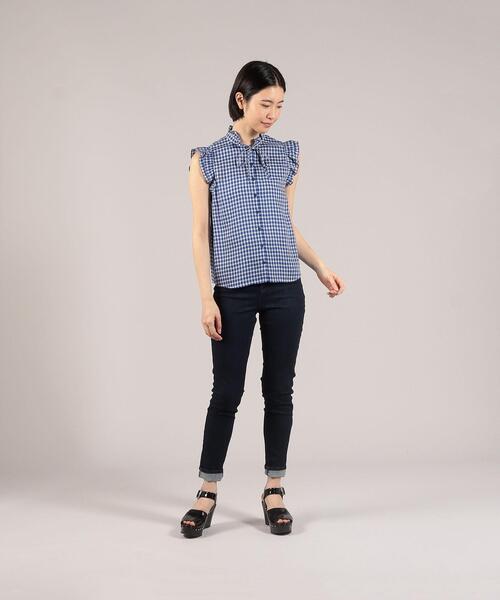 To b. by agnes b.（トゥービーバイアニエスベー）の「WS87 CHEMISE キュプラギンガムブラウス（シャツ/ブラウス・レディース・ブルー・38/36）」の4枚目の写真