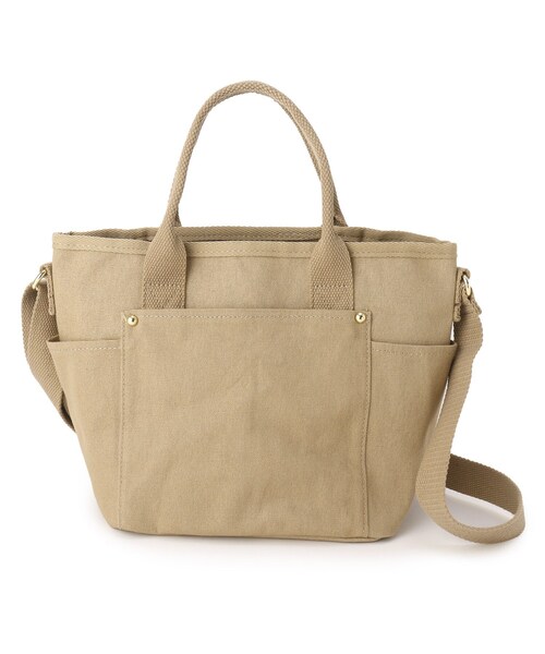 SHOO・LA・RUE（シューラルー）の「◆【目隠しフラップ】キャンバスパイピングトート（トートバッグ・レディース・ナチュラル/ベージュ/オレンジ・00）」の2枚目の写真