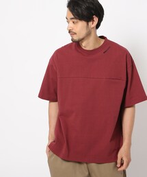 BASECONTROL（ベースコントロール）の「◆フットボールデザイン コットンワイドシルエットポケットTシャツ（Tシャツ/カットソー）」